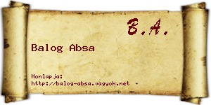 Balog Absa névjegykártya